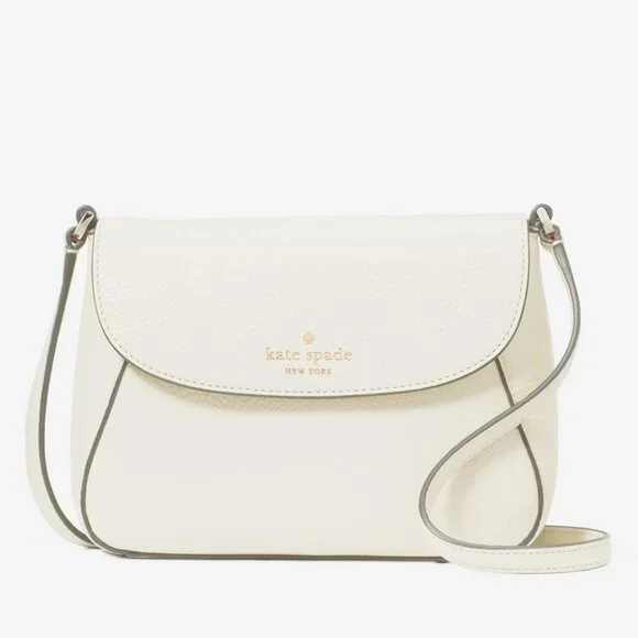 NEW Kate Spade Monica Small Flap Crossbody Bag Meringue Leather Purse KF364